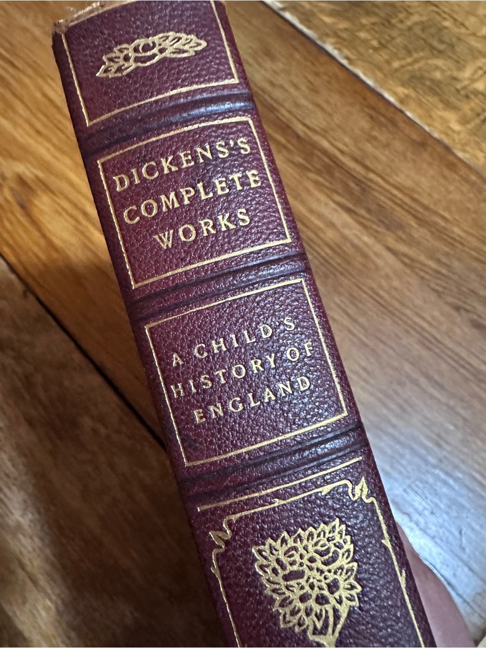 Dickens's Complete Works Burgundy Leather Book - Classic Home Office Accent